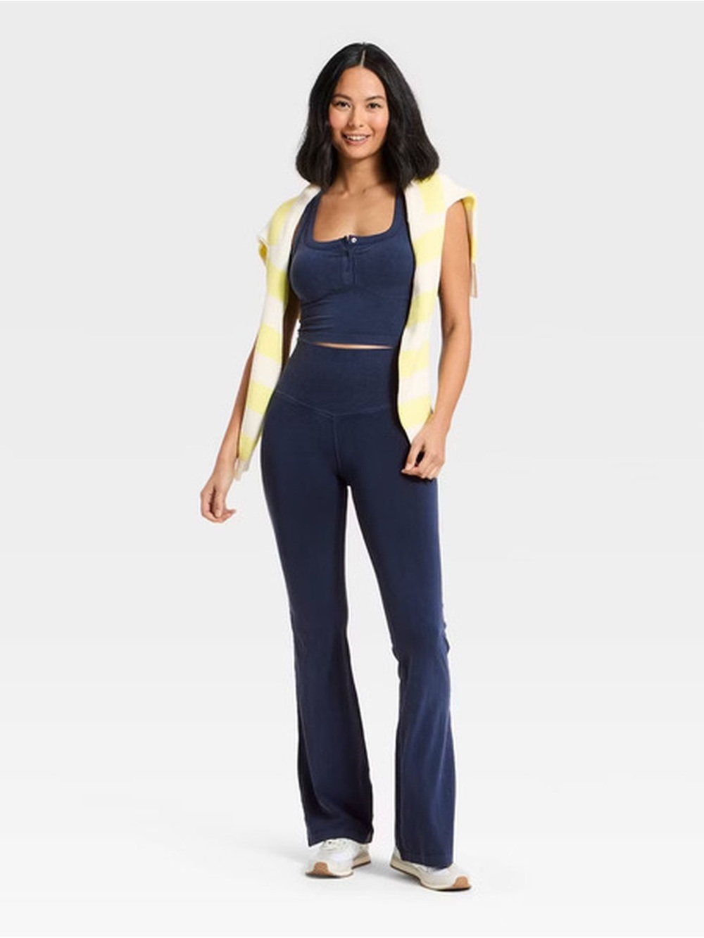 JoyLab Women's Seamless Flare Bra + Leggings Navy Blue